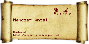 Menczer Antal névjegykártya